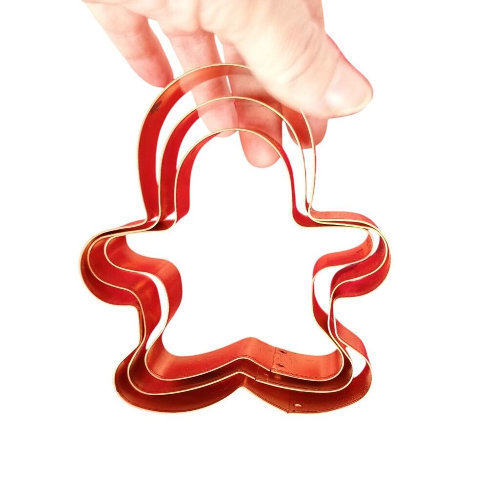 Set Of 3 Nesting Gingerbread‎ Man Copper Cookie Cutters For Baking & Crafting